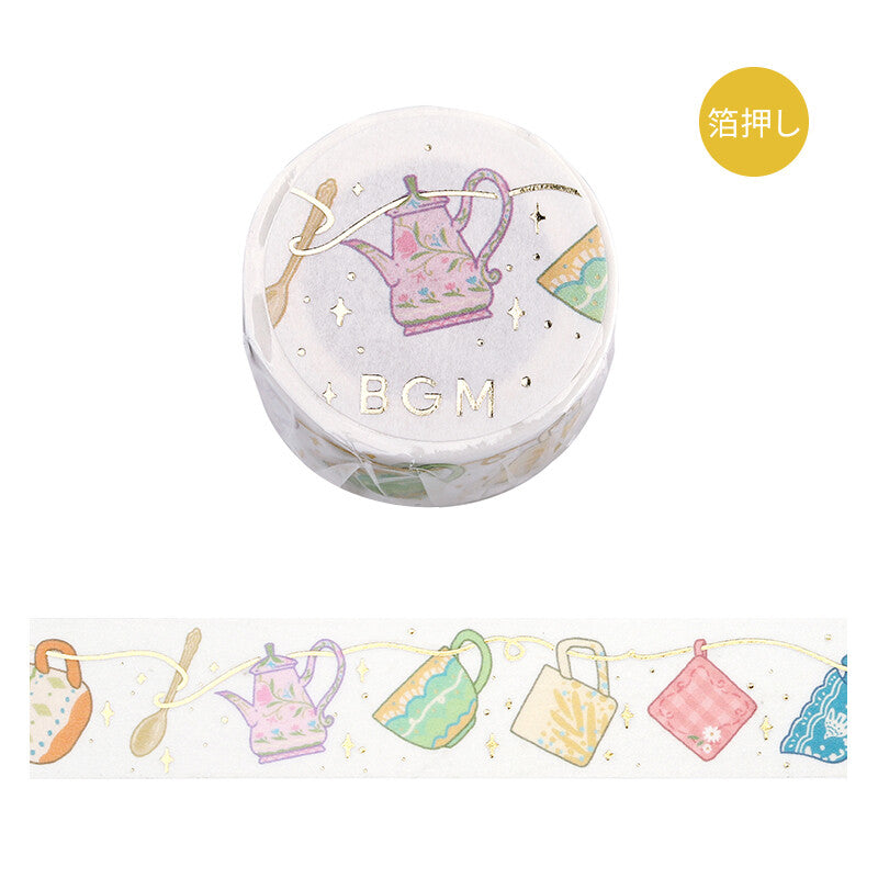 BGM - Washi tape, Tea time, gold foil, product