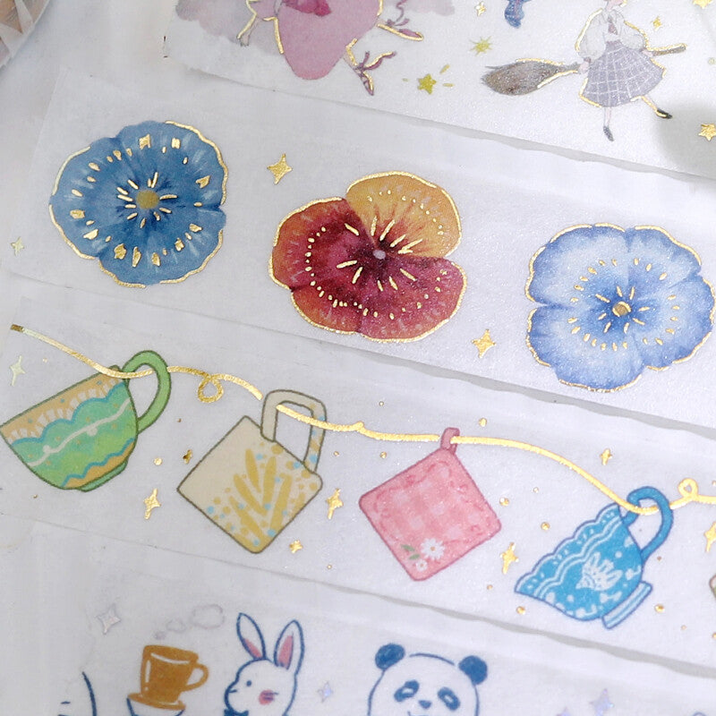 BGM - Washi tape, Tea time, gold foil, loops