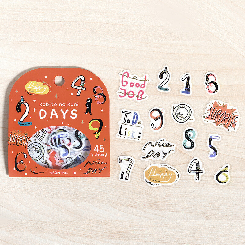 BGM - Sticker flakes, Days, gold foil, designs