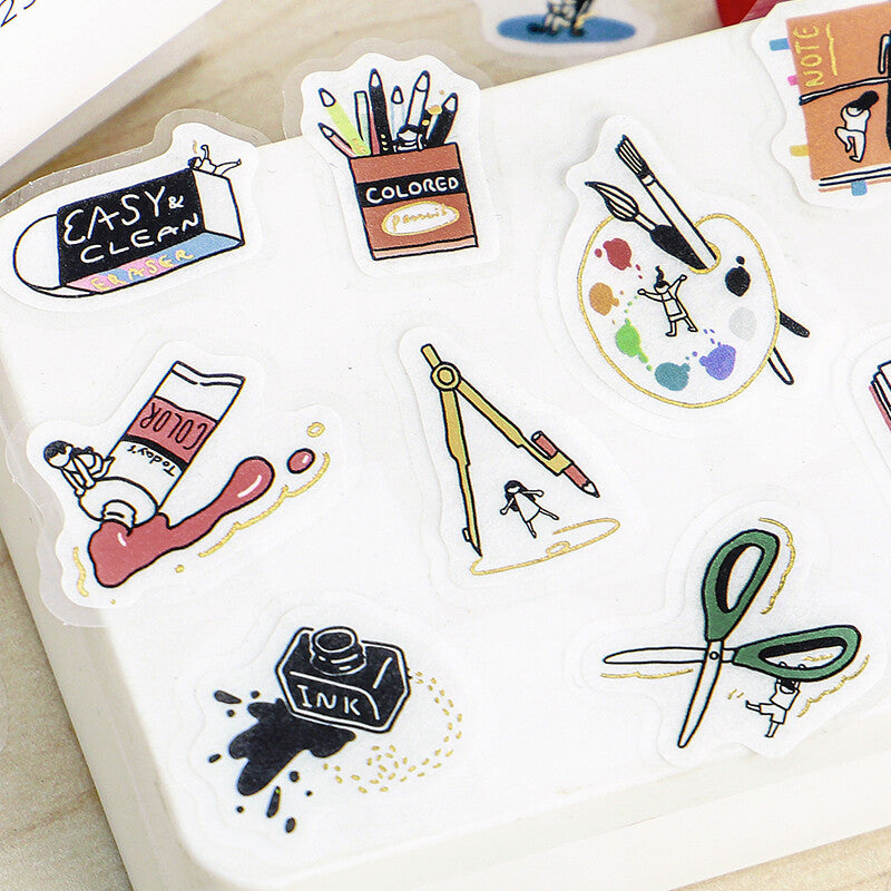 BGM - Sticker flakes, Stationery, gold foil, illustrations