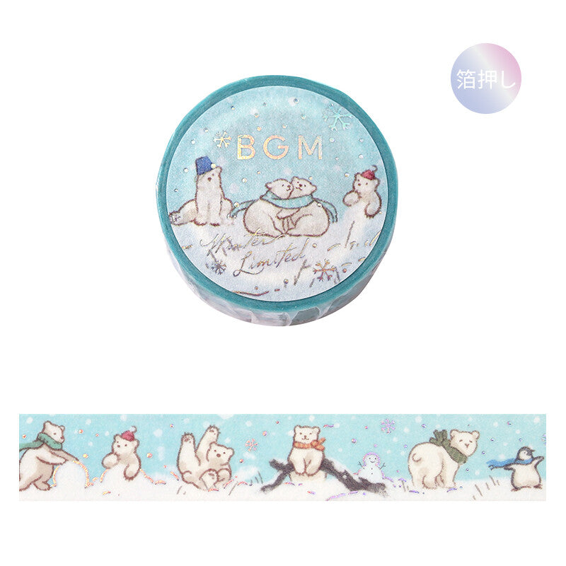 BGM - washi tape, winter bears, limited edition, silver foil, product front