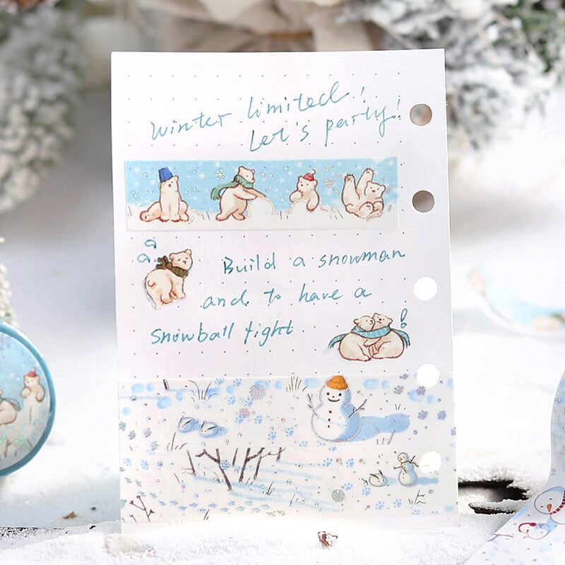 BGM - washi tape, winter bears, limited edition, silver foil, illustration and design