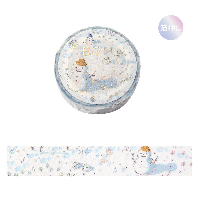 BGM - washi tape, snow play, limited edition, silver foil, product front view