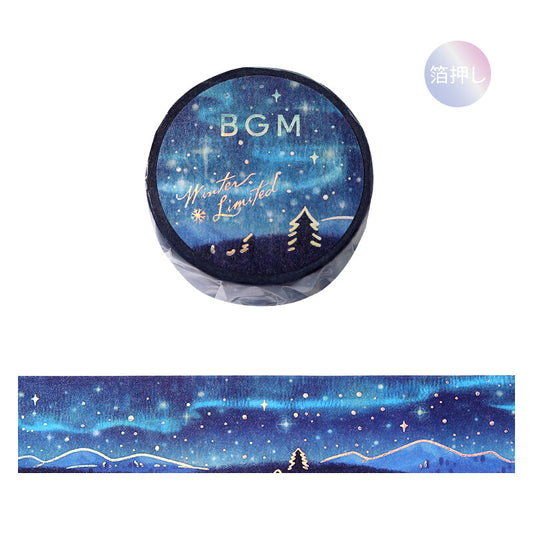 BGM - Washi tape, Aurora Borealis, limited edition, silver foil, front product