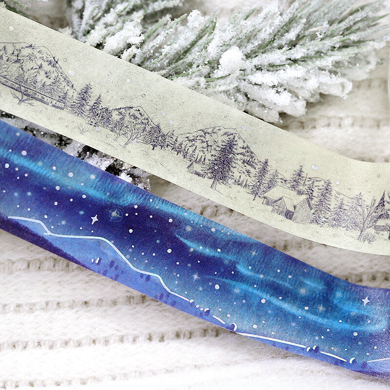 BGM - Washi tape, Aurora Borealis, limited edition, silver foil, decoration