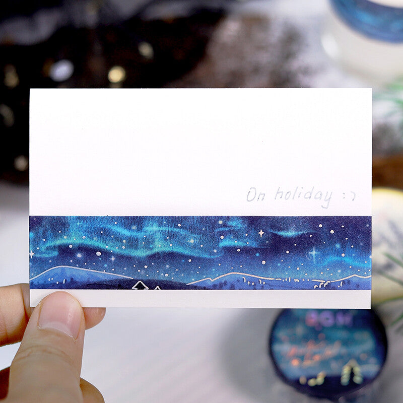 BGM - Washi tape, Aurora Borealis, limited edition, silver foil, card design