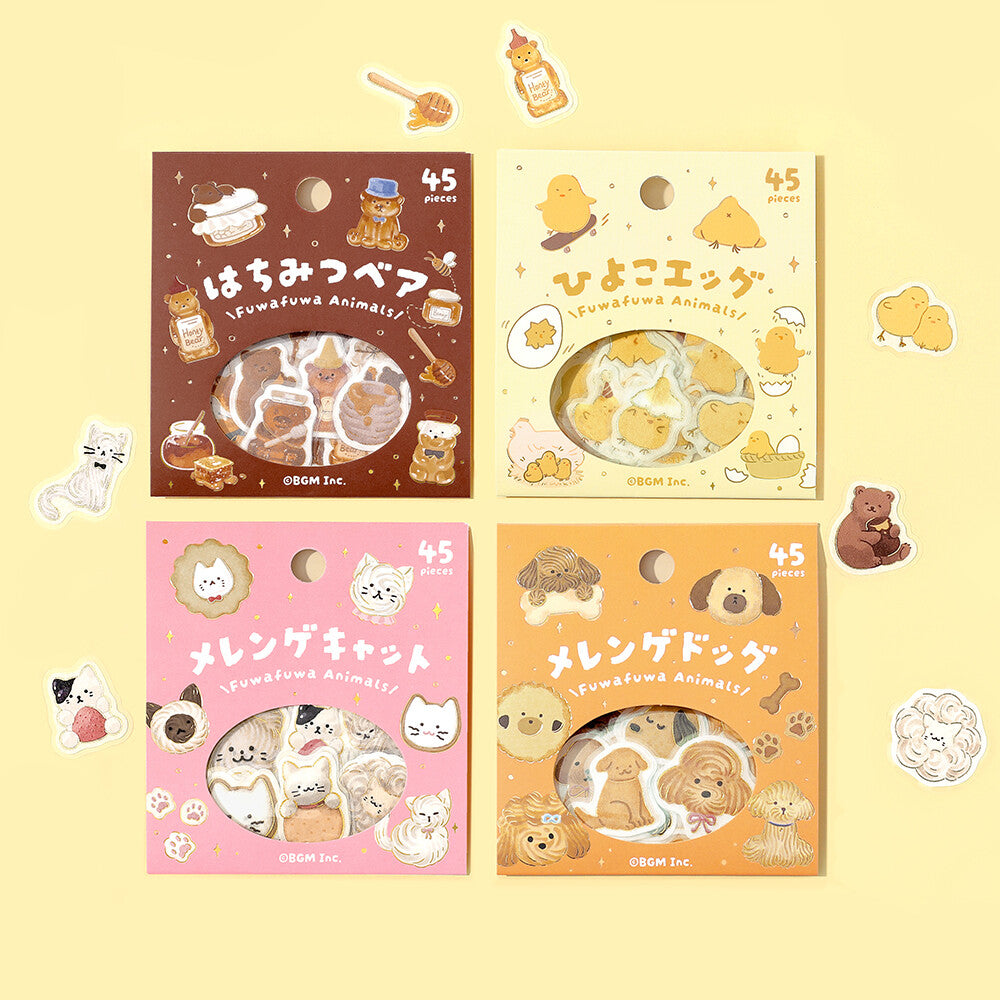 BGM - Sticker flakes, Meringue cat, gold foil, series