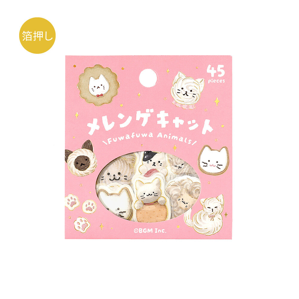 BGM - Sticker flakes, Meringue cat, gold foil, front product