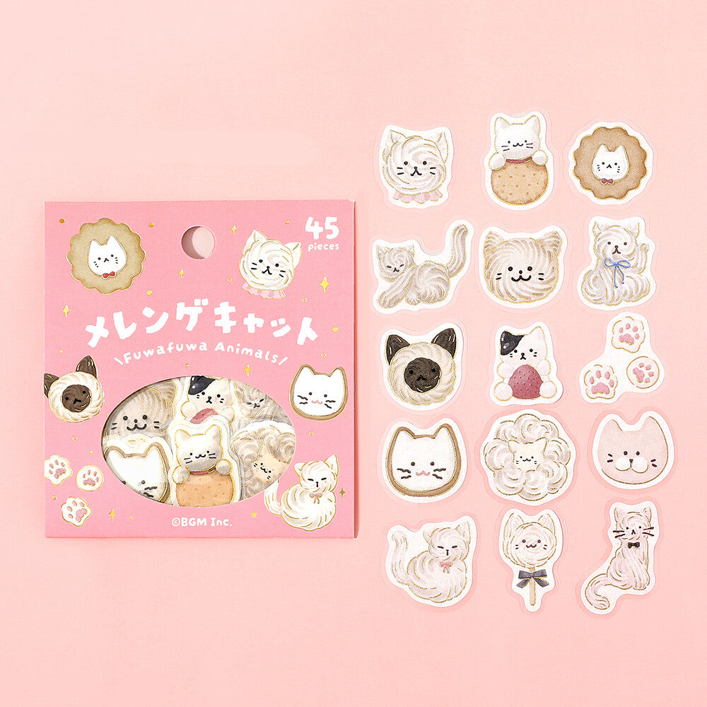 BGM - Sticker flakes, Meringue cat, gold foil, designs