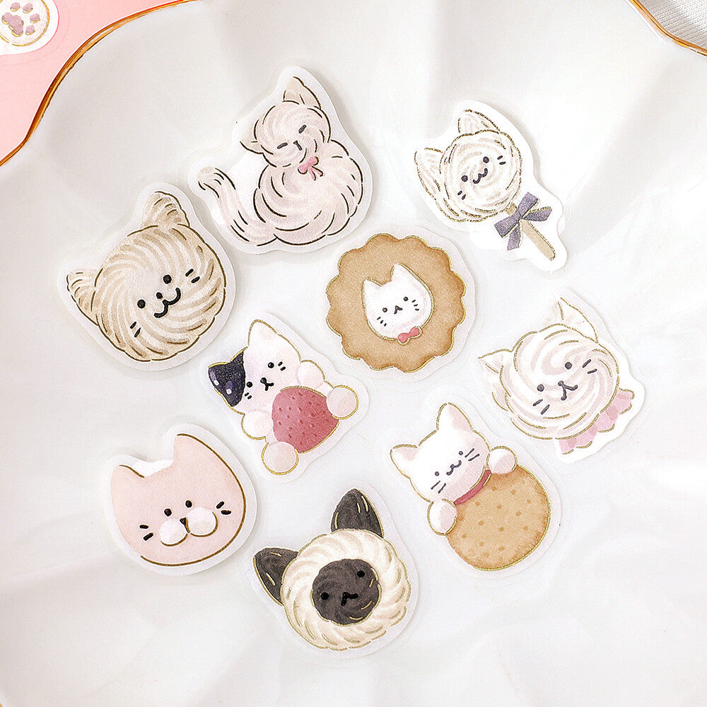 BGM - Sticker flakes, Meringue cat, gold foil, designs