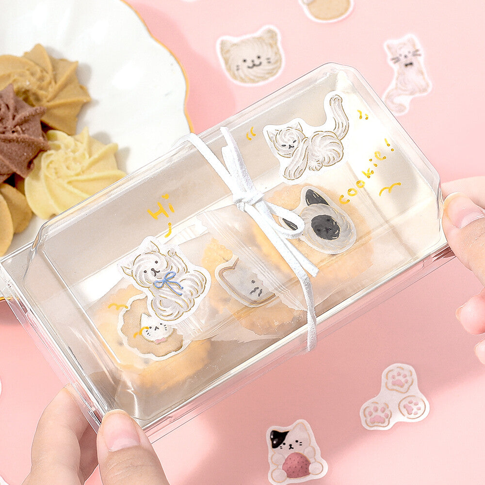 BGM - Sticker flakes, Meringue cat, gold foil, in use