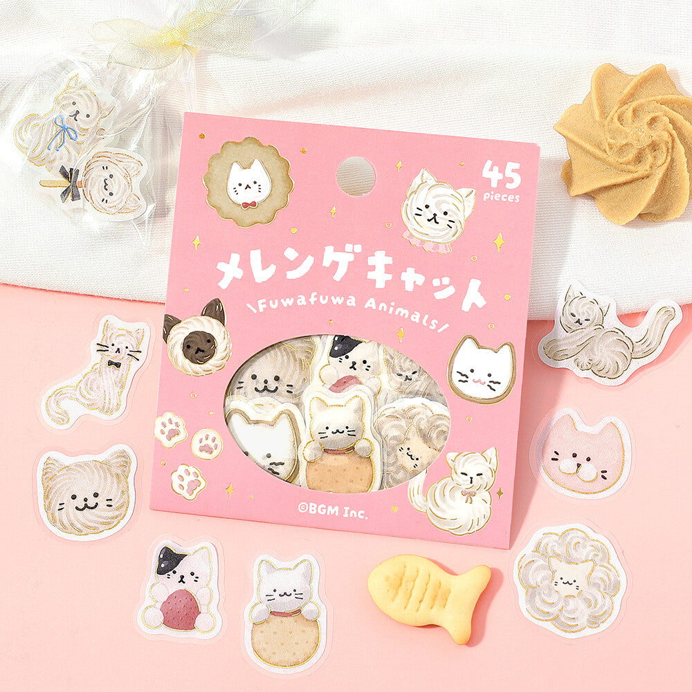 BGM - Sticker flakes, Meringue cat, gold foil, packet