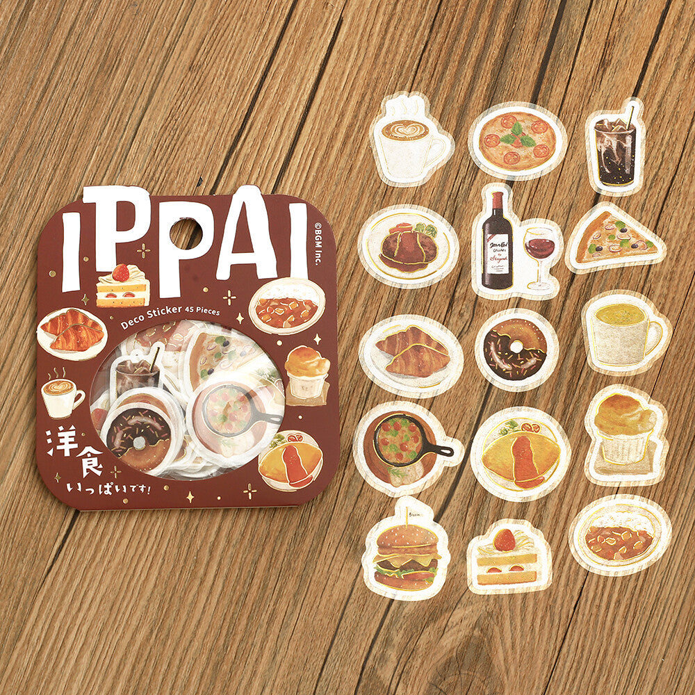 BGM - Sticker flakes, A lot of Western Food, gold foil, packet