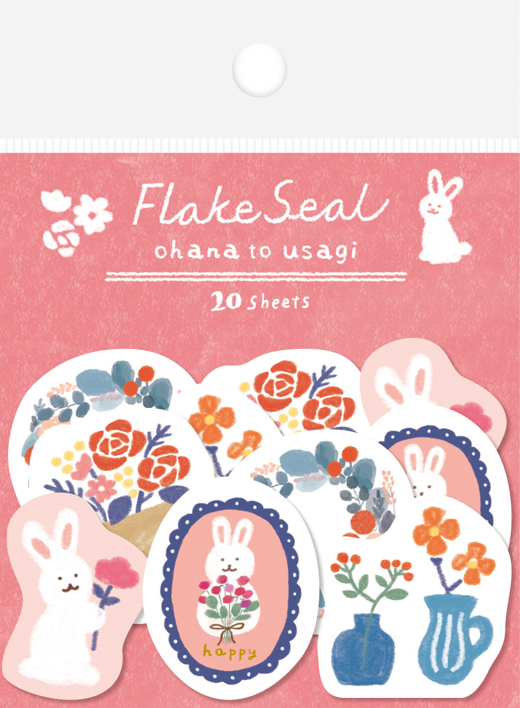 Furukawa Shiko - Washi Flake Stickers, flower and rabbit, product