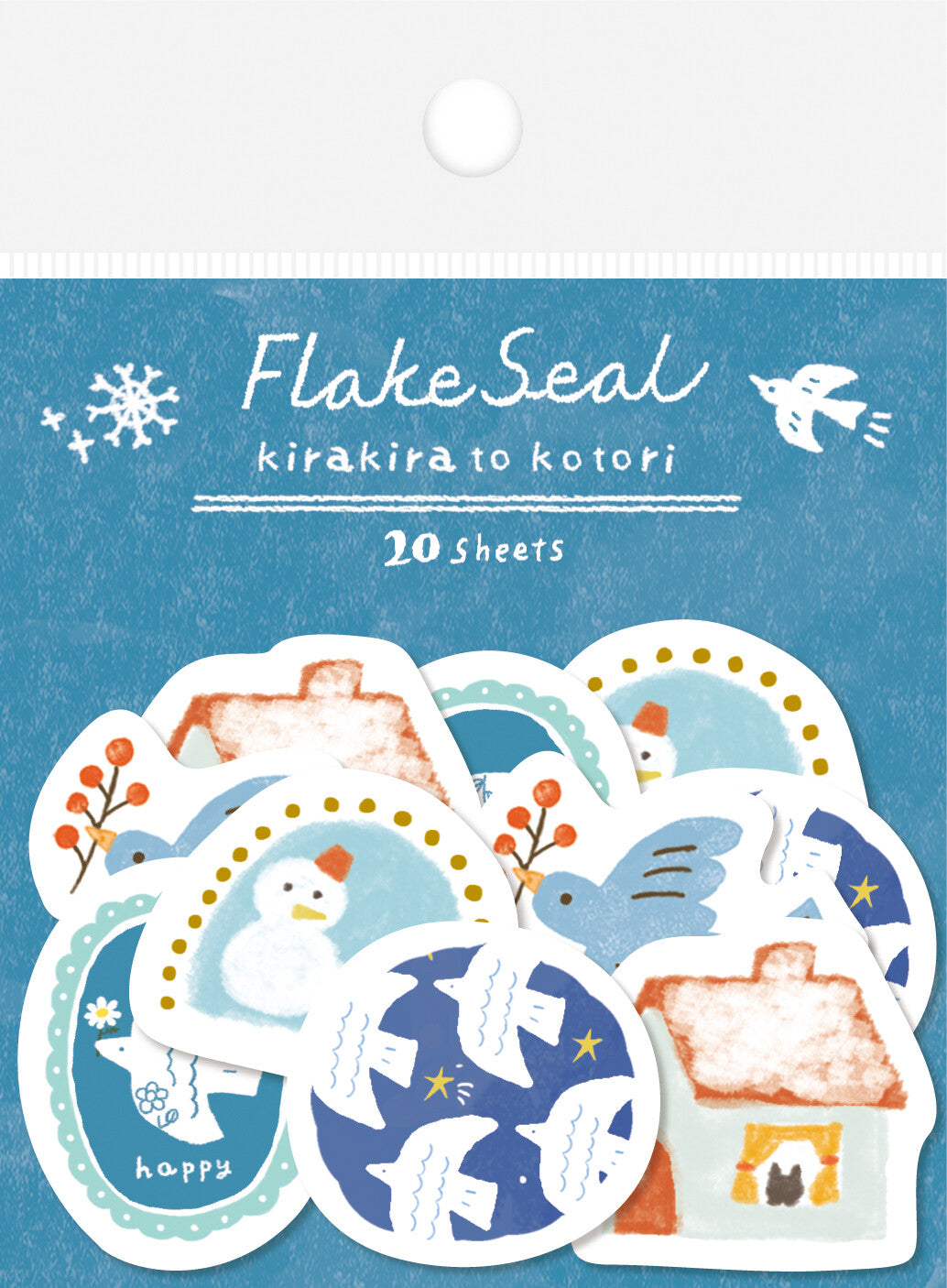 Furukawa Shiko - Glitter And Small Bird Washi Flake Stickers Winter, product