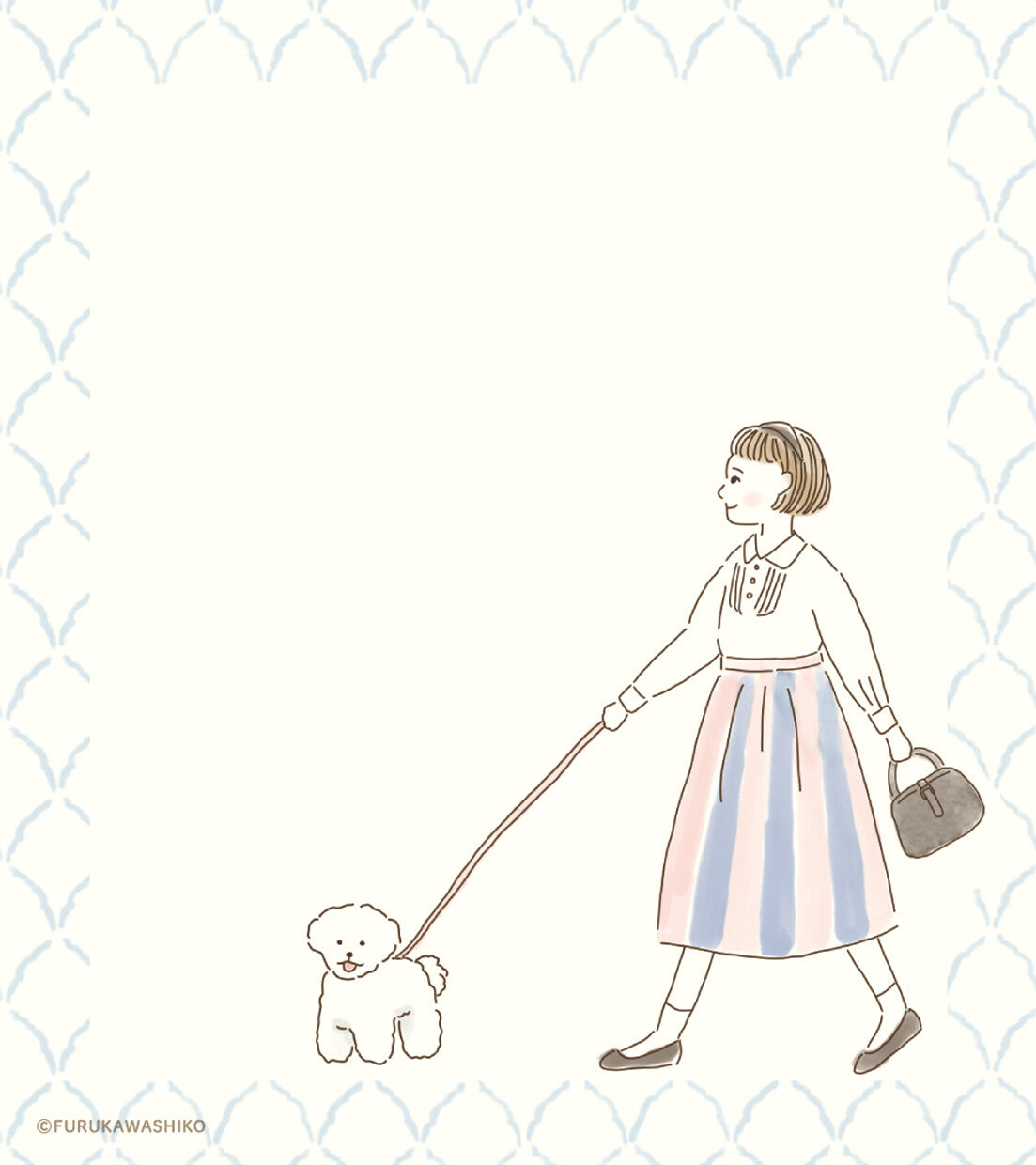 Furukawa Shiko - Memo Pad boutique, blue, 100 sheets, walking dog