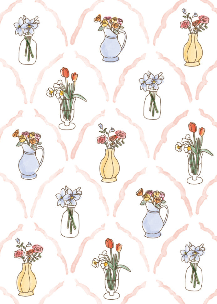 Furukawa Shiko - Flower Shop Deco Stickers, pink, flowers