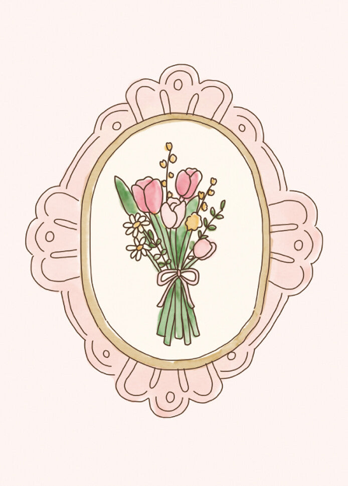 Furukawa Shiko - Flower Shop Deco Stickers, pink, flowers in frame