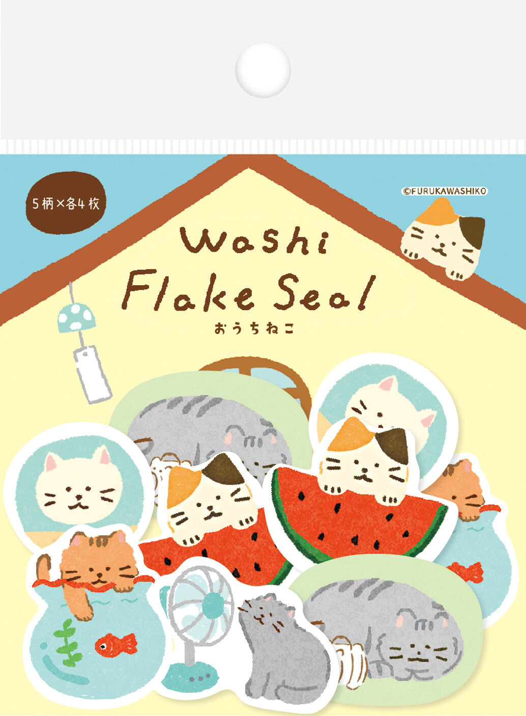 Furukawa Shiko - Washi Flake Stickers, cats, product