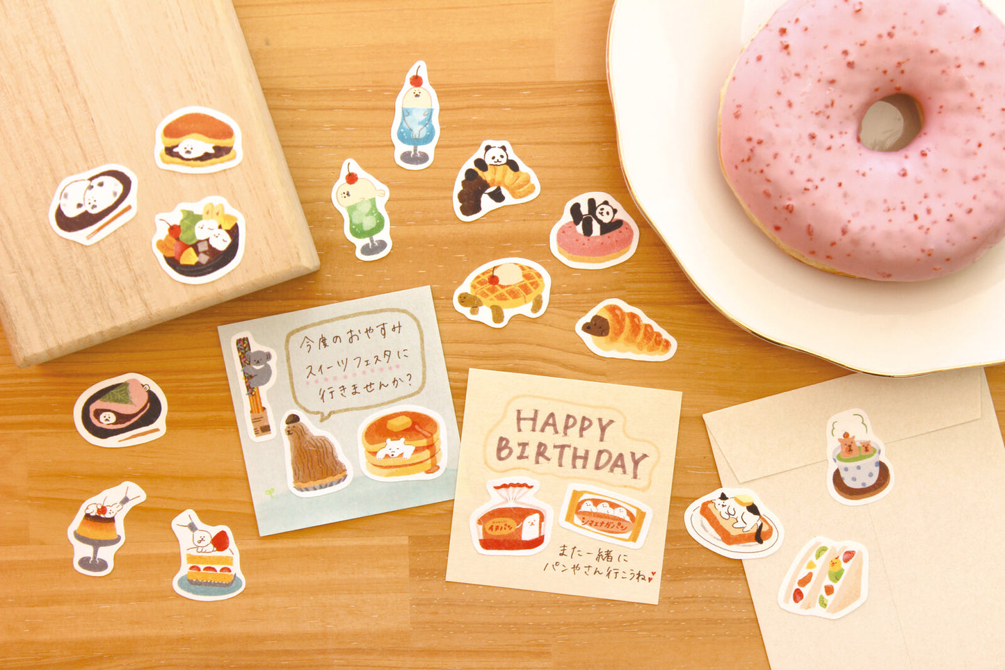 Furukawa Shiko - Sweet Animal Sweets Shop, Washi Flake Stickers Bread, in use