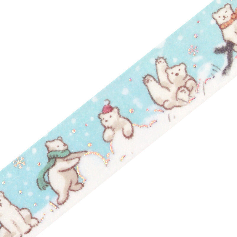 BGM - washi tape, winter bears, limited edition, silver foil, loop