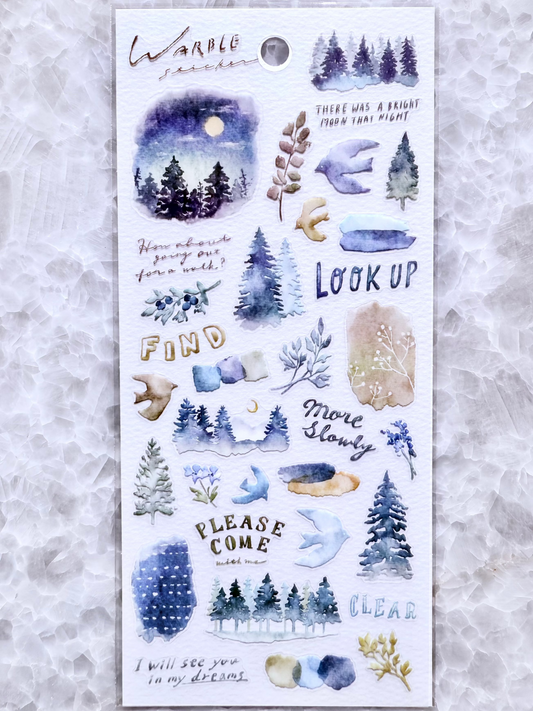 Mindwave - PET Stickers Navy Warble Stickers, front