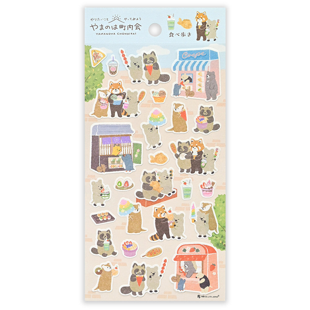 Sheet of cute animal-themed stickers with various illustrations on a light blue background.