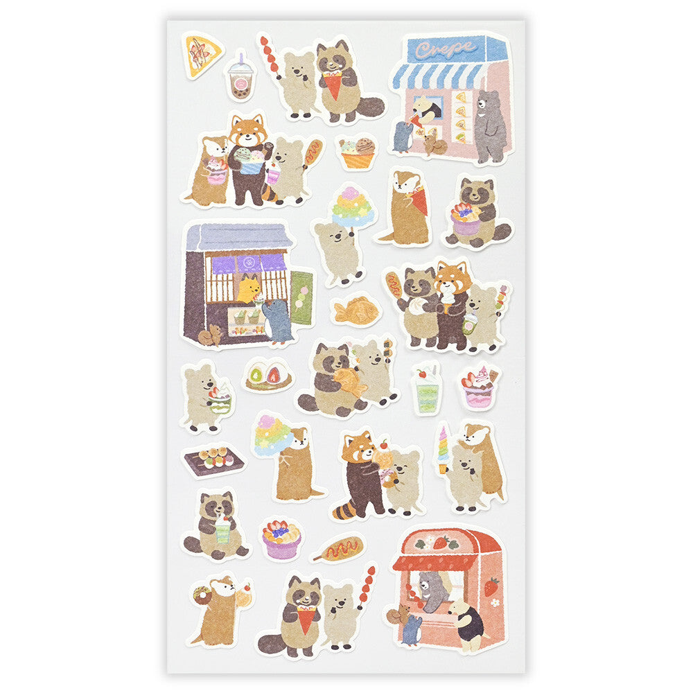 Sheet of cute animal stickers with various designs on a white background