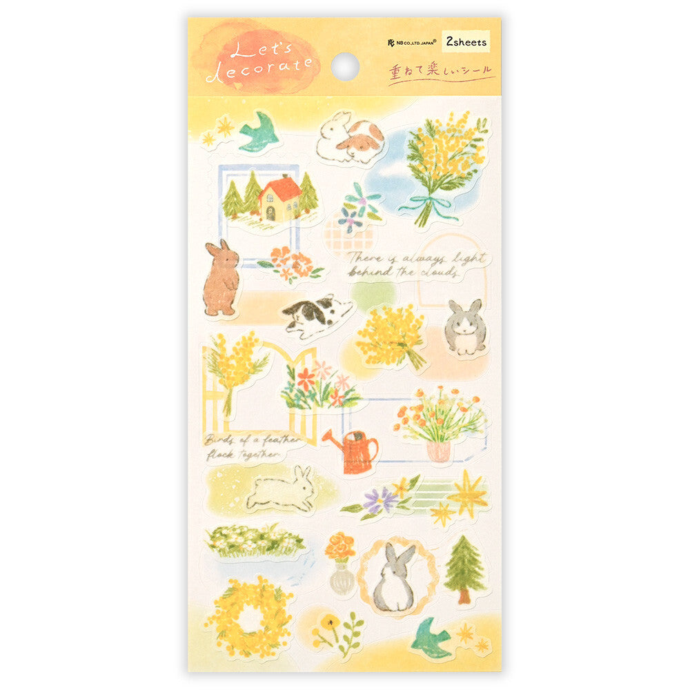 Pack of decorative stickers with cute illustrations on a white background
