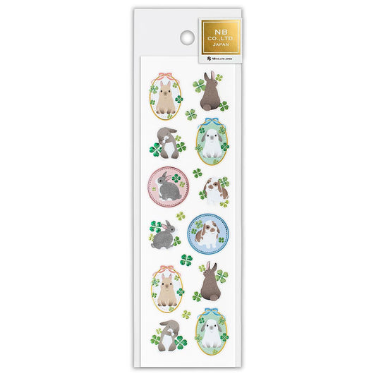 Sheet of animal-themed stickers with a clear plastic cover on a white background