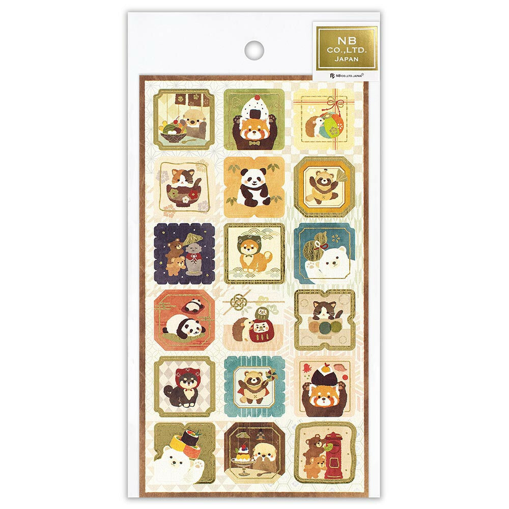 Pack of stickers with cartoon animal designs on a white background