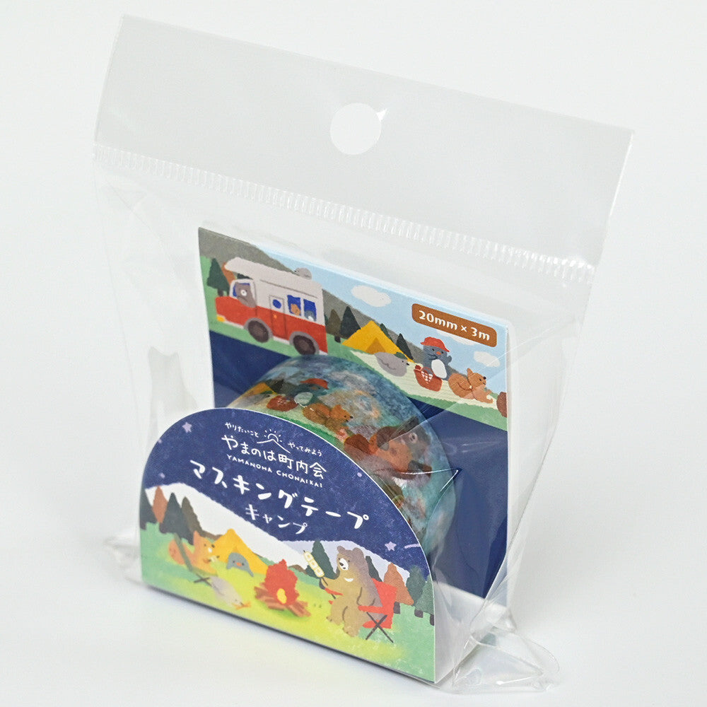 Packaging of a camping-themed product with a clear background