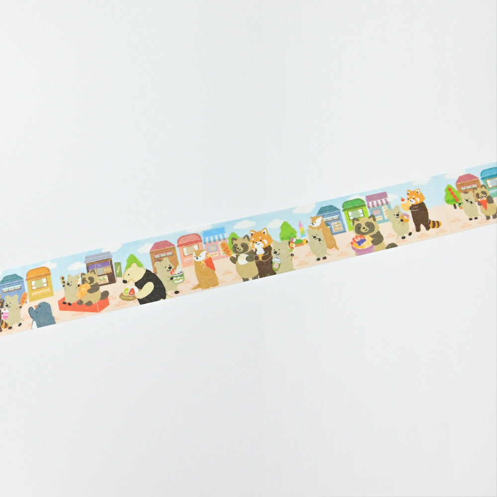 Decorative tape with cartoon animal designs on a light gray background