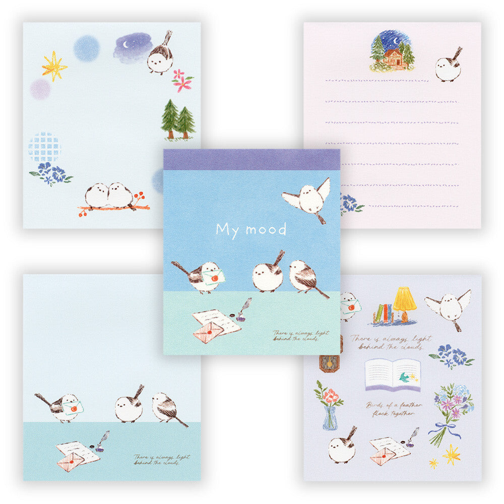 Set of stationery items with illustrations on a white background