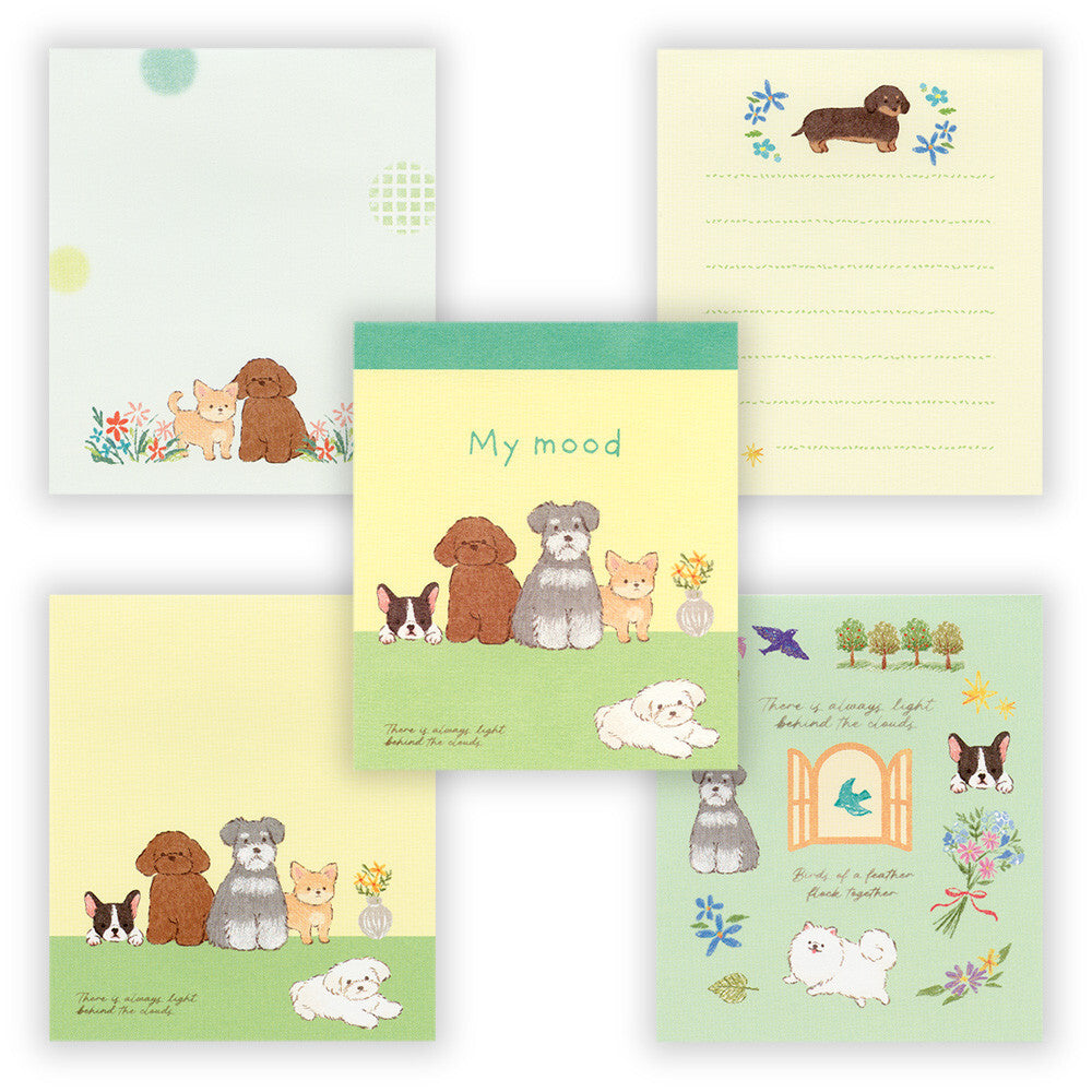 Set of stationery items with cute animal illustrations on a white background