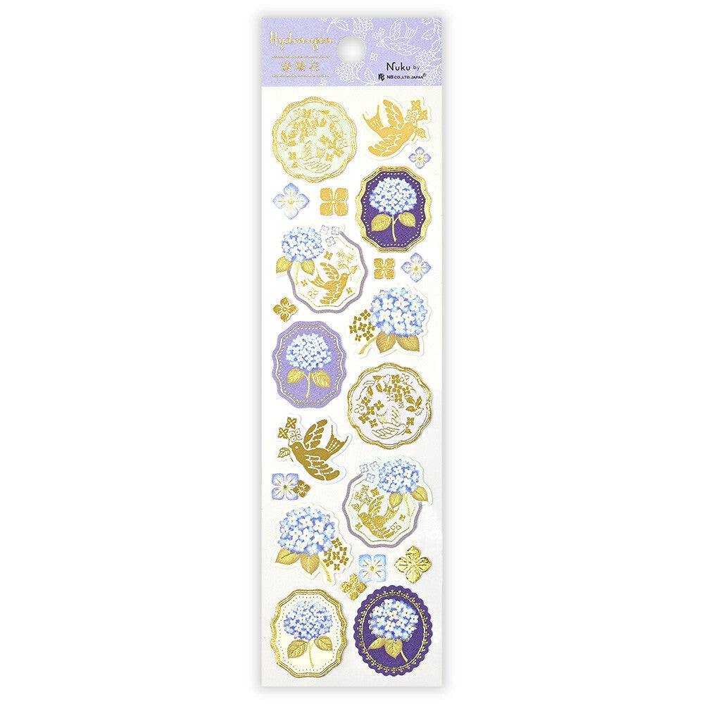 Sheet of decorative stickers with floral and nature-themed designs on a white background.