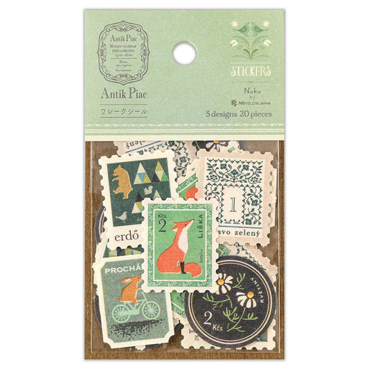 Pack of decorative stickers with animal illustrations on a green label.