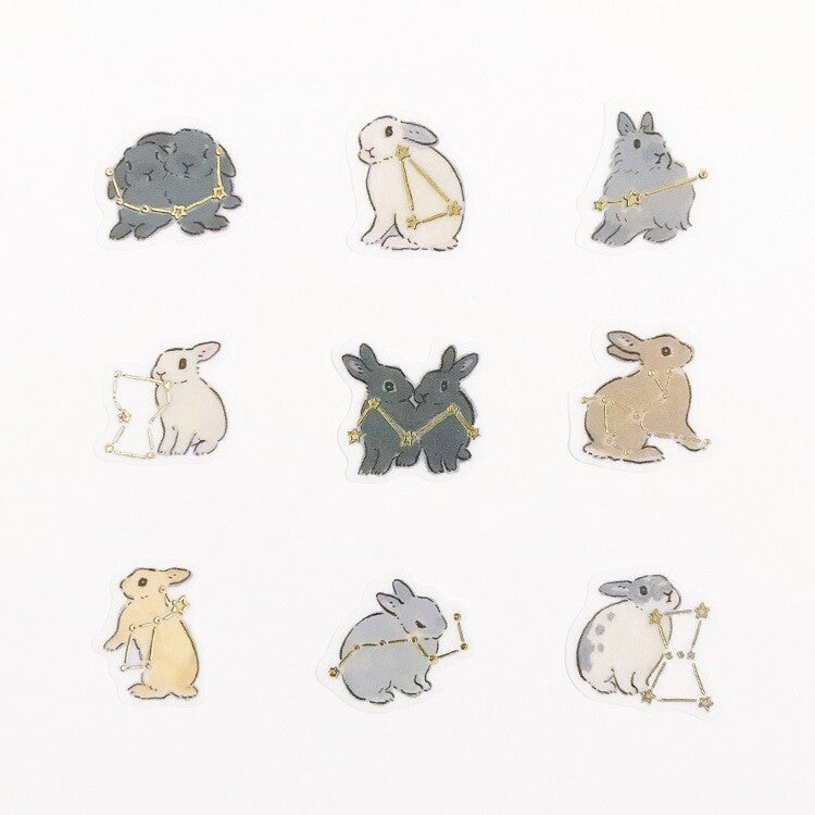 Papier Platz - Sticker Flakes, Bunnies, gold foil, designs