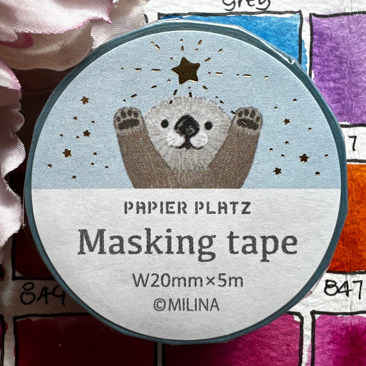 Papier Platz - Washi tape, Love Racco, gold foil, product