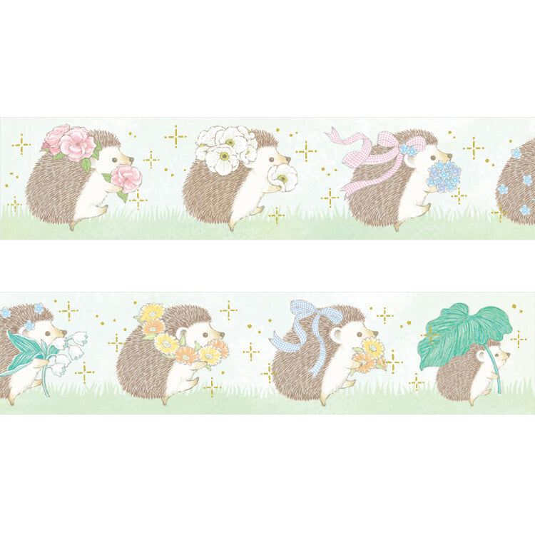 Papier Platz - Washi tape, Love Hedgehog, gold foil, washi loop