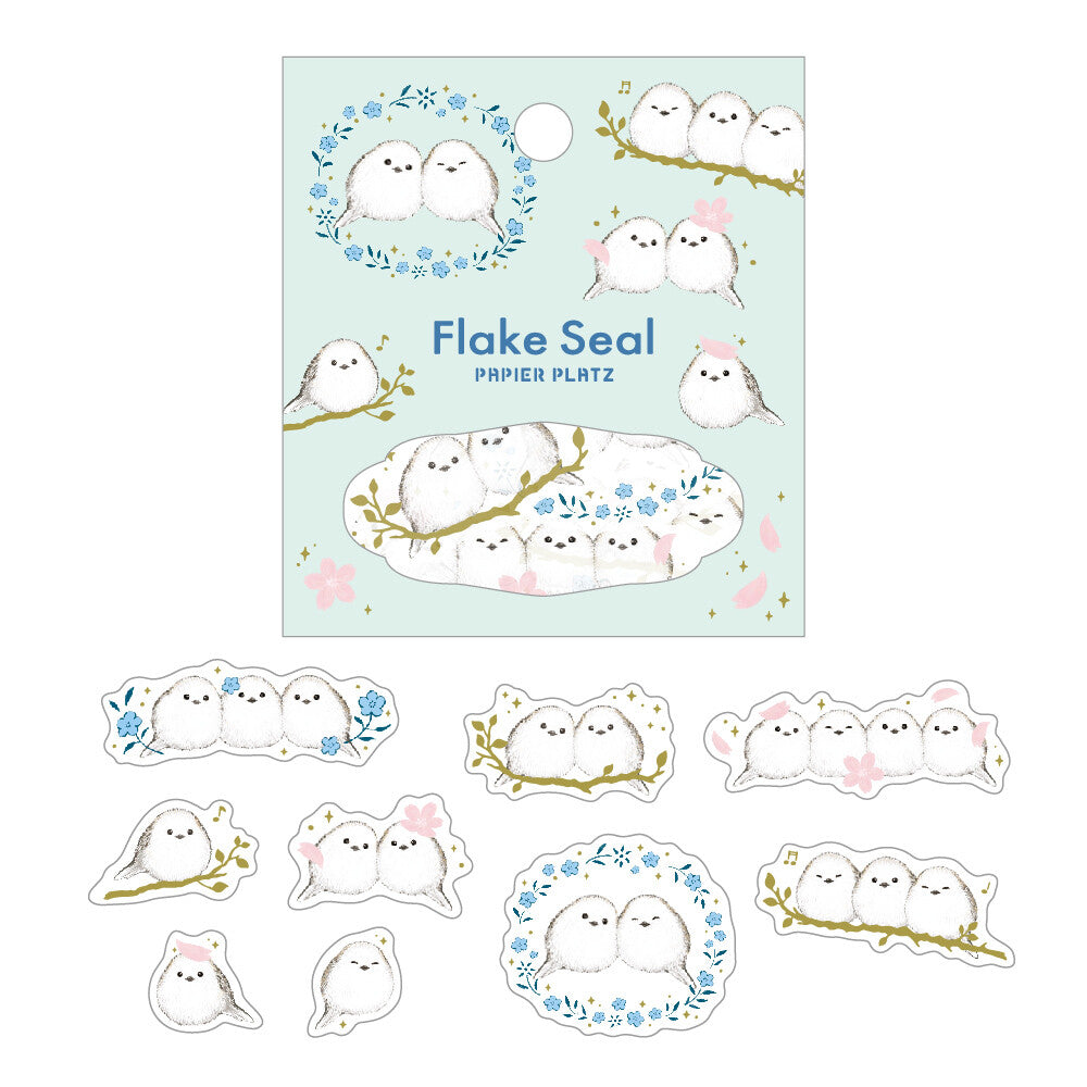 Papier Platz - Sticker Flakes, Shimaenaga birds, gold foil, product front