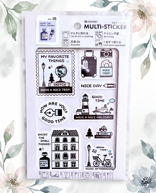 Pack of multi-sticker with various designs on a floral background