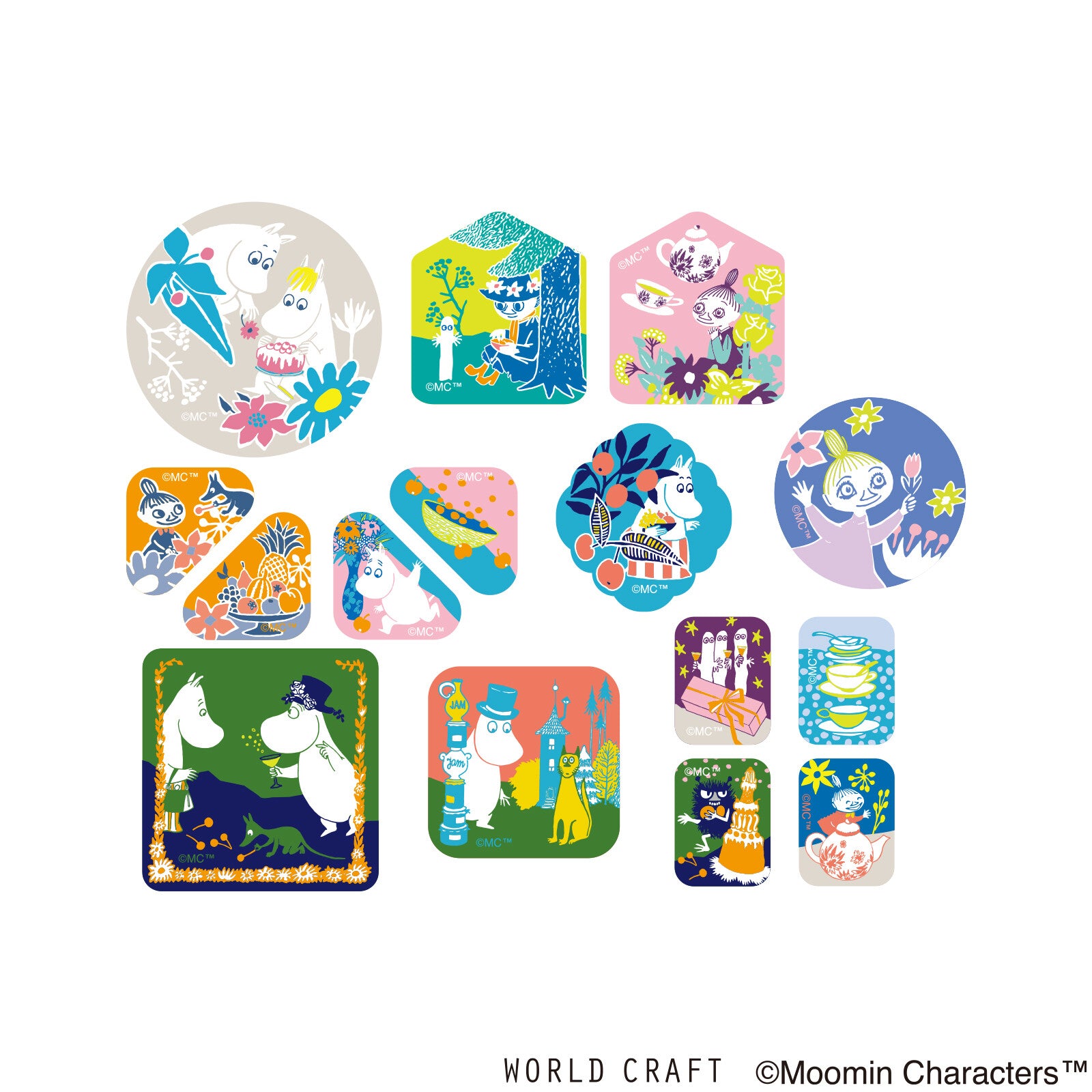 World Craft - Sticker flakes, Moomin's Party, designs