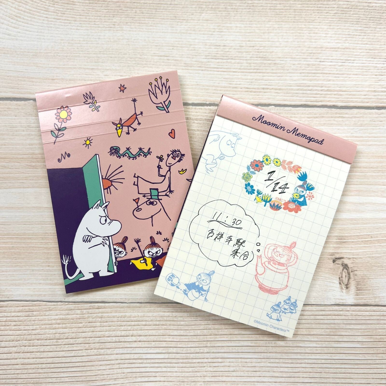 World Craft - Moomin, memo pad, naughty pink, front and back