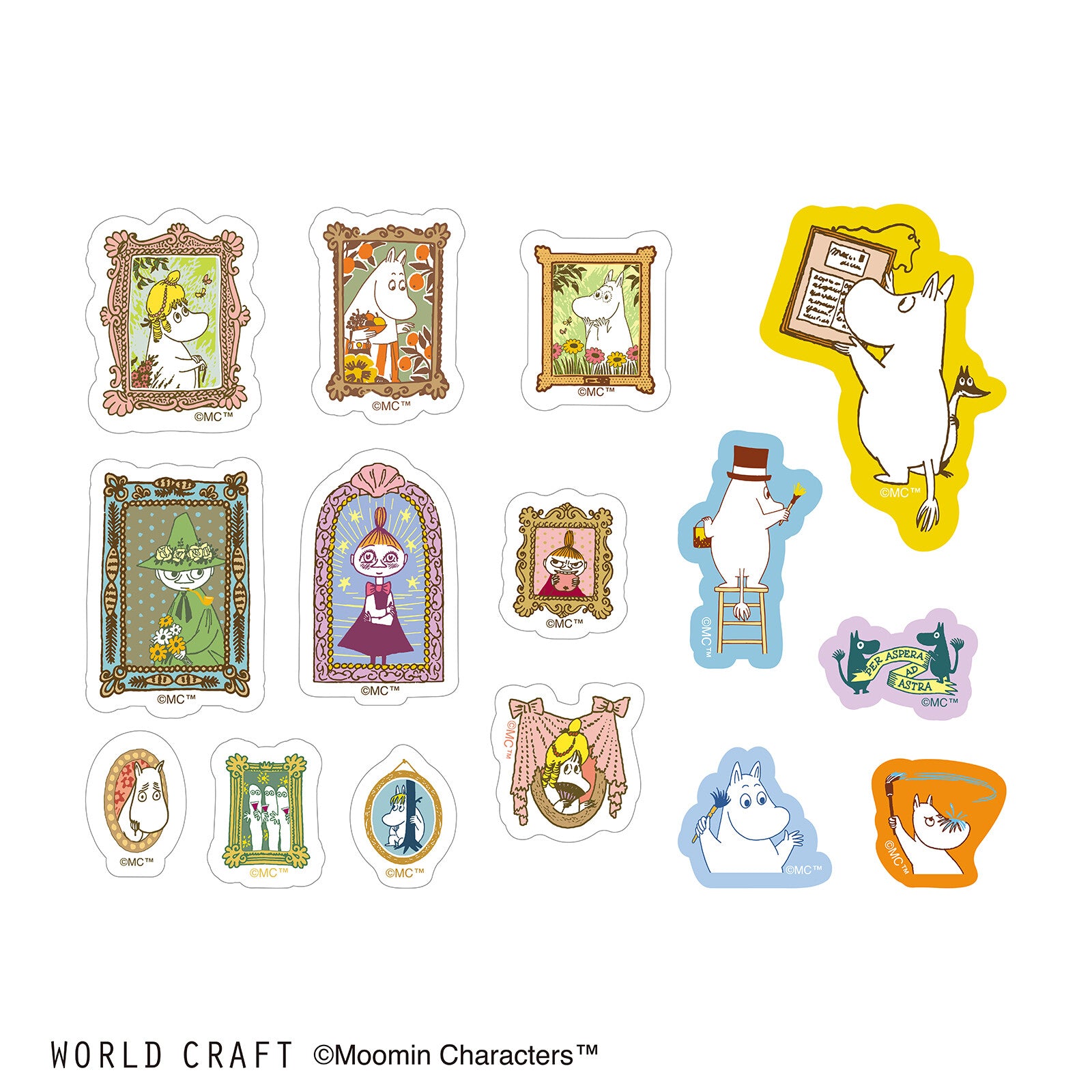 World Craft - Sticker flakes, Moominvalley's friends, designs