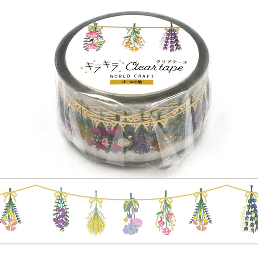 World Craft - PET tape, Dried Flower, gold foil, front