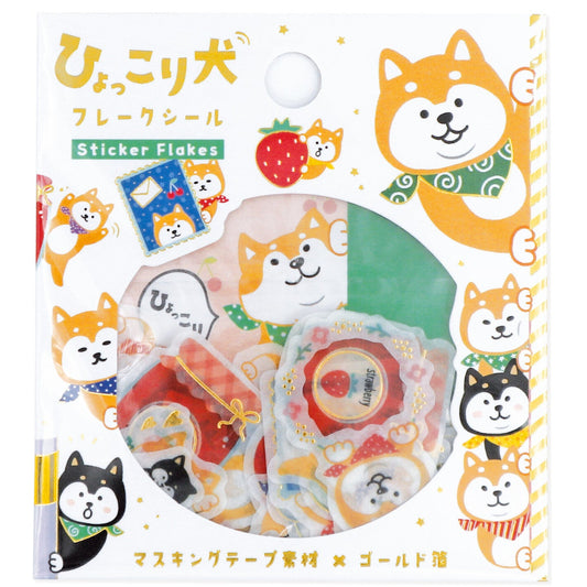 World Craft, Sticker flakes, Shiba Inu, gold foil, front