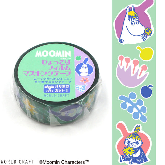 Moomin-themed tape with stickers on a white background