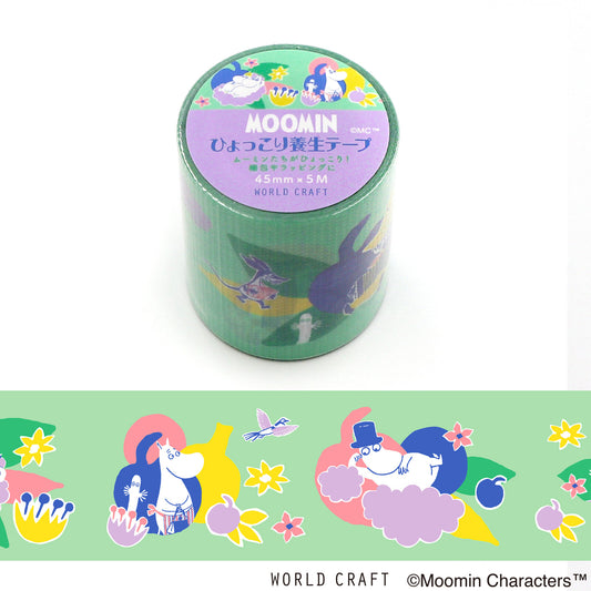 Roll of Moomin tape with colorful design on a white background