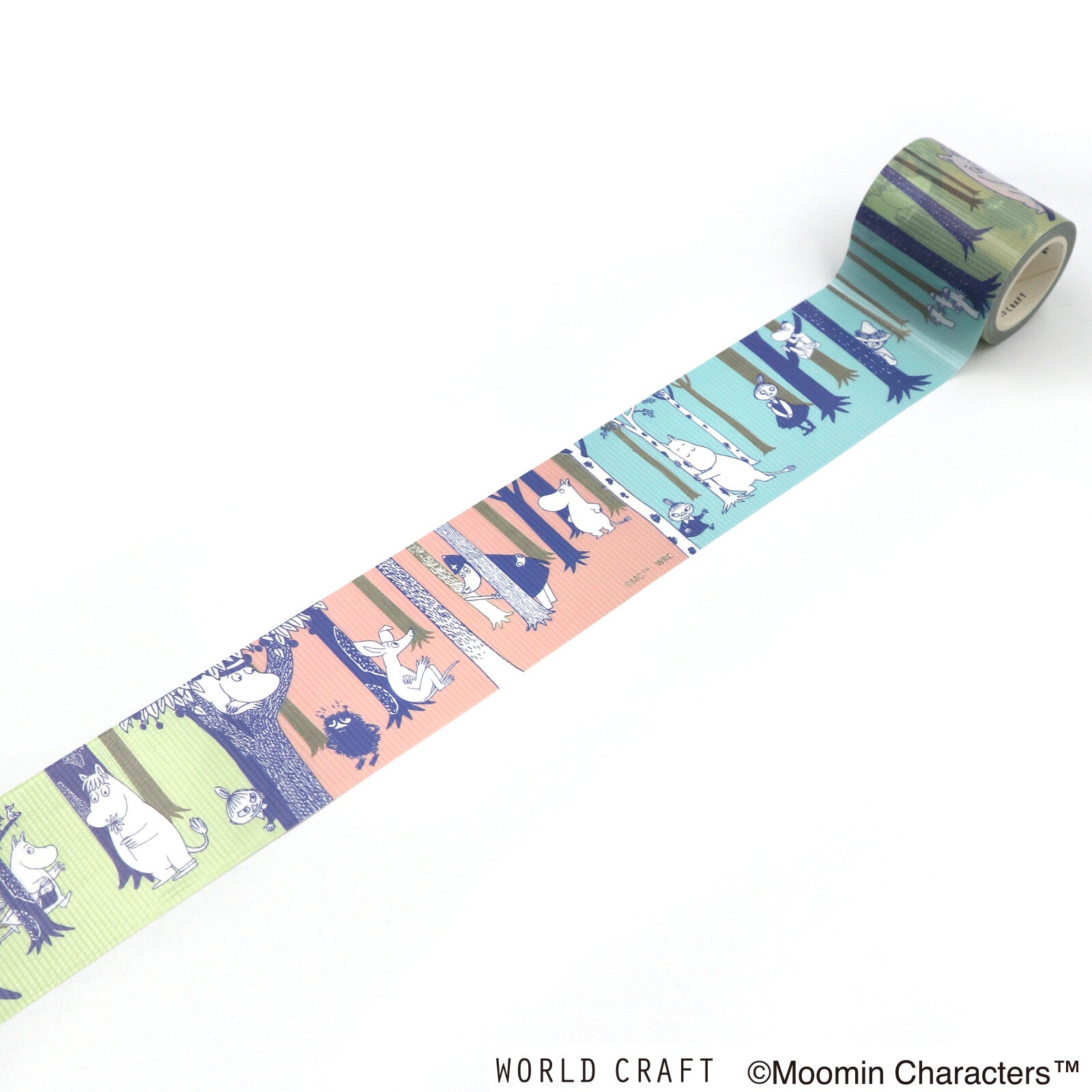 Roll of decorative tape with Moomin character design on a white background
